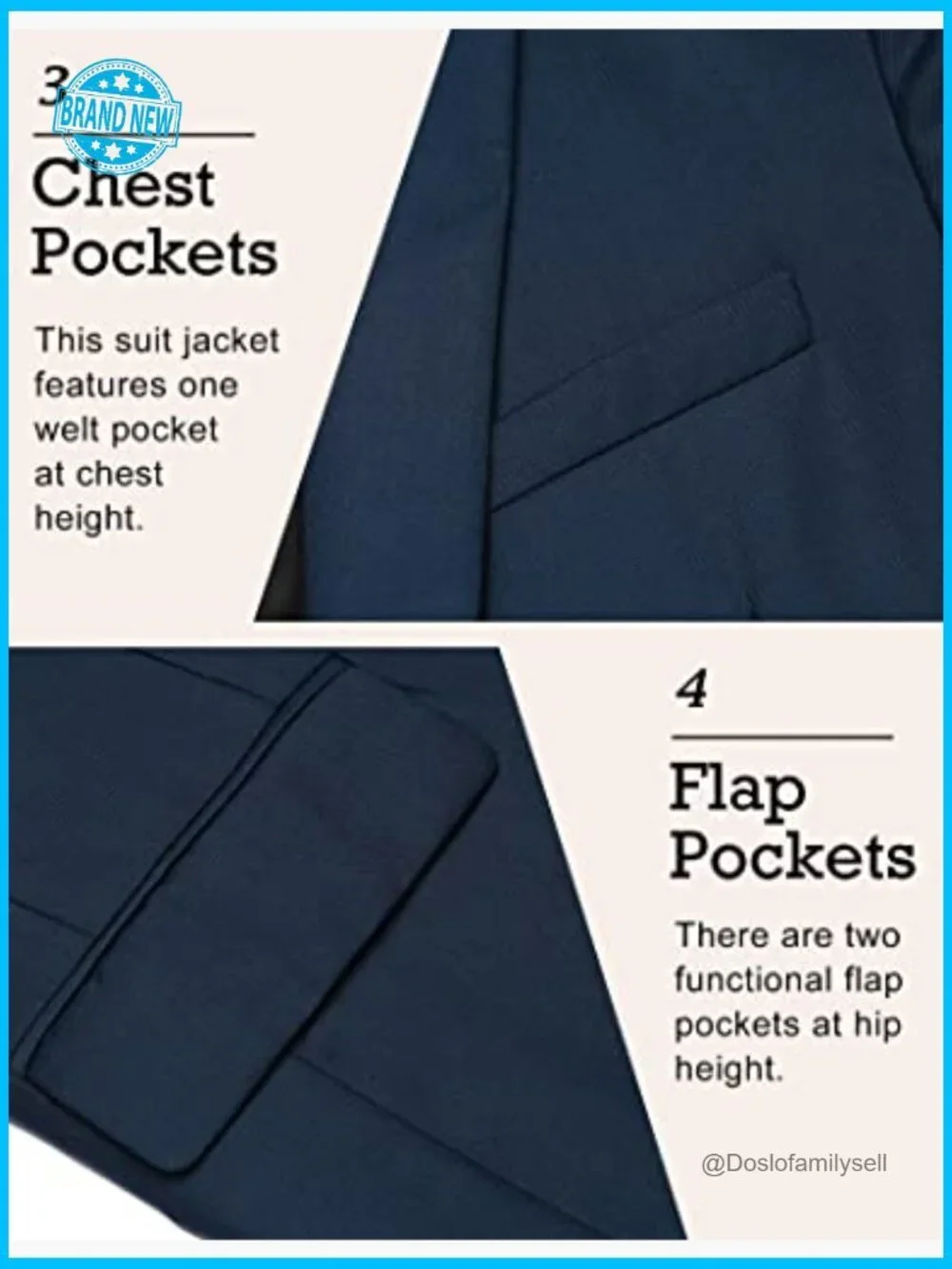 Slim Fit Sport Coat Classic Blazer Business Casual Polyester Blend